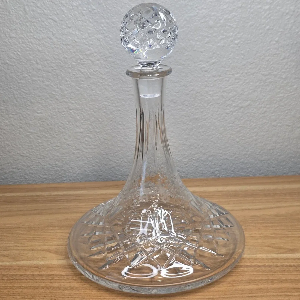 Vintage Rogaska Gallia Hand Blown Crystal Ships Decanter & Stopper 10 1/2